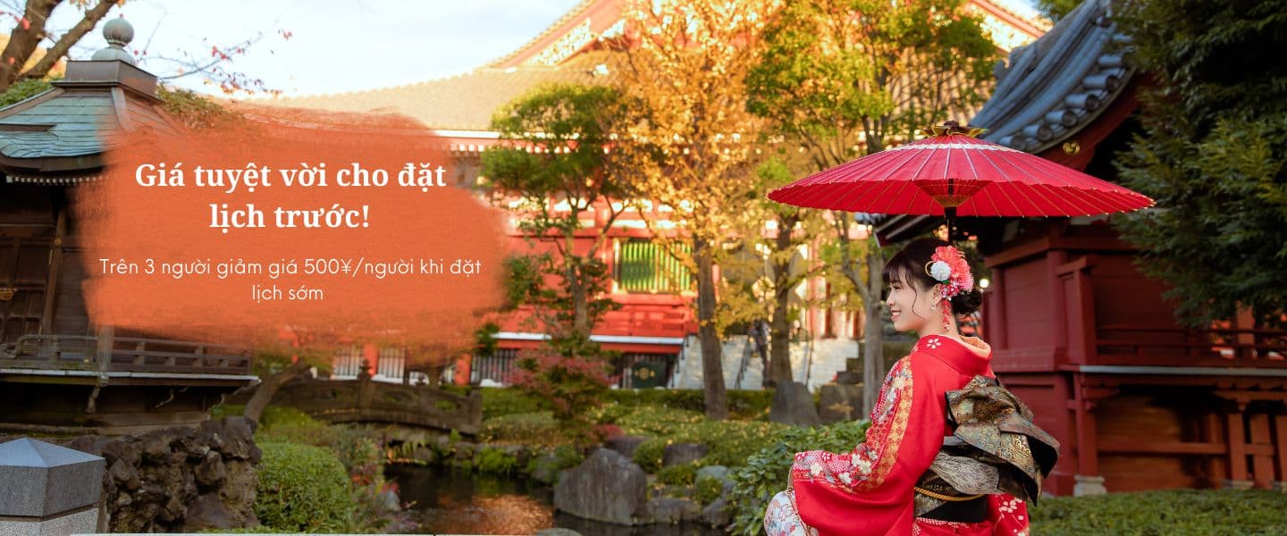 Kimono rental hero in Asakusa